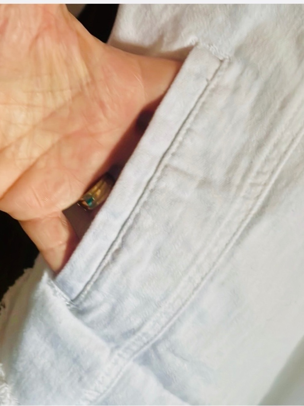 Rafaella White Jean Jacket with Pink & Green Floral Embroidery. Pockets!! - Picture 9 of 9